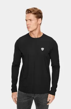 Мужской черный лонгслив Черный 3XL EA7 6184
