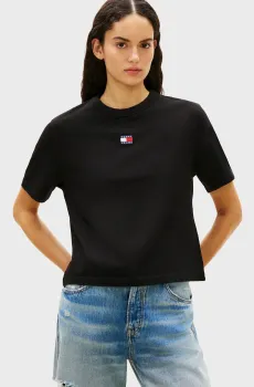 Женская черная футболка BADGE Черный XS Tommy Jeans DW0DW22202