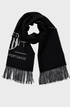 Мужской черный шерстяной шарф TONAL ARCHIVE WOVEN SCARF Черный ONESIZE Gant 9920207