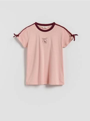 Reserved - Футболка з лампасами - рожевий - 479FT-30X