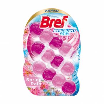 Твердый туалетный блок Bref Brilliant Gel All in 1 Весенний дождь, 3*42 г Твердый туалетный блок Bref Brilliant Gel All in 1 Весенний дождь, 3*42 г