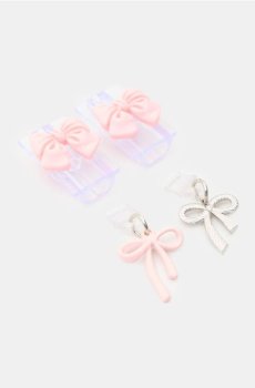Набір захисних накладок для кабелів і пилозахисних заглушок із бантиками 4 pack - рожевий