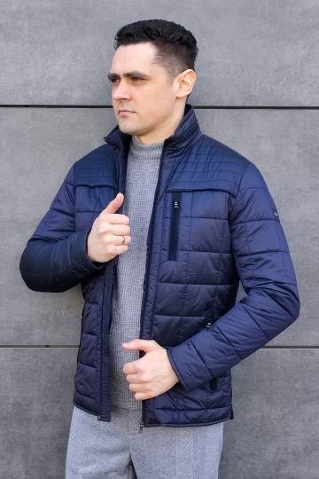 Мужская синяя межсезонная куртка с воротником-стойкой ART-8299 (blue) Мужская синяя межсезонная куртка с воротником-стойкой ART-8299 (blue)