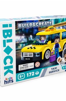 Детский конструктор iBlock Junior Build & Create Taxi Service, 172 элемента, 2 фигурки, от 5 лет, 24*16*6 см (KH17/001/4)
