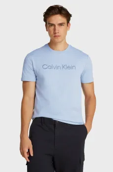 Мужская голубая футболка TEXTURED EMBROIDERY Голубой S Calvin Klein K10K114169