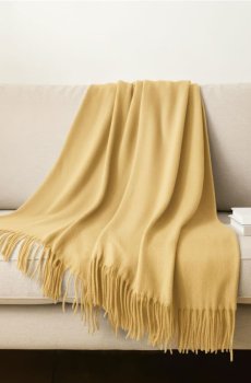 Плед з бахромою - жовтий