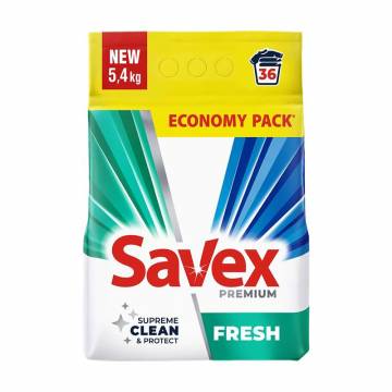 Стиральный порошок Savex Premium Fresh, 36 стирок, 5.4 кг Стиральный порошок Savex Premium Fresh, 36 стирок, 5.4 кг