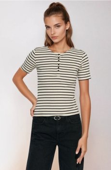 Ребриста смугаста блузка з віскозою - різнобарвний