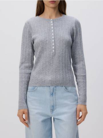 Reserved - LADIES` BLOUSE - світло-сірий - 203GP-09M