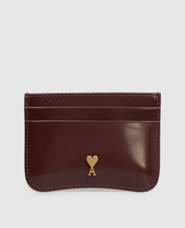 Бордовый кожаный глянцевый картхолдер