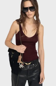 Женский бордовый кашемировый топ Nora Бордовый XS ZADIG&VOLTAIRE KWTO01131_BURGUNDY
