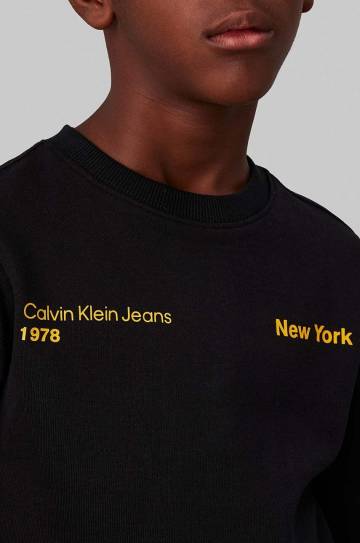 Детская хлопковая кофта Calvin Klein Jeans цвет чёрный с принтом IB0IB02212 Детская хлопковая кофта Calvin Klein Jeans цвет чёрный с принтом IB0IB02212