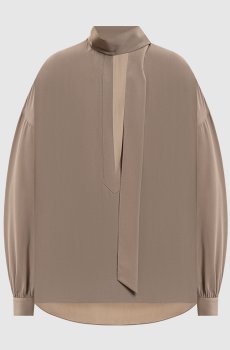 Коричневая блуза из шелка