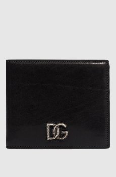 Черный кожаный портмоне с логотипом DG