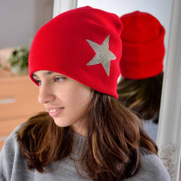Шапки Lemanta Шапка для дівчаток червона (звезда серебро) Шапки Lemanta Шапка для дівчаток червона (звезда серебро)