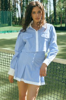 Блакитний комплект із сорочки та спідниці міні