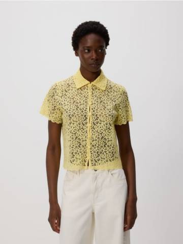 Reserved - Мереживна сорочка - світло-жовтий - 385FH-10X