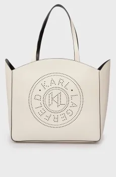 Женская белая кожаная сумка K CIRCLE LG TOTE PERFORATED Белый ONESIZE Karl Lagerfeld 241W3068