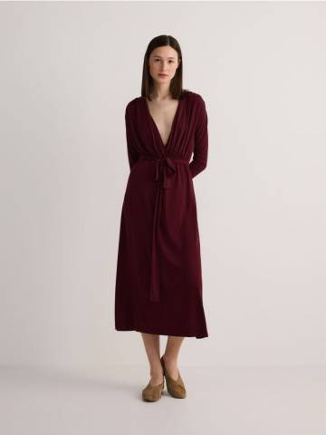 Reserved - Сукня міді з модальним принтом - буряковий - 843CB-83X Reserved - Сукня міді з модальним принтом - буряковий - 843CB-83X