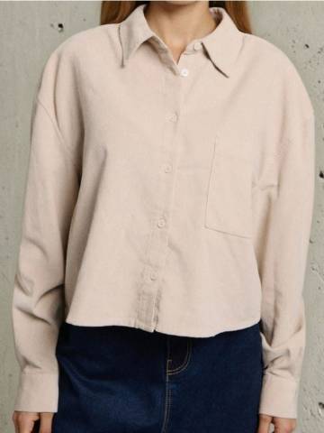 Вельветова сорочка з коміром - нюдовий Вельветова сорочка з коміром - нюдовий