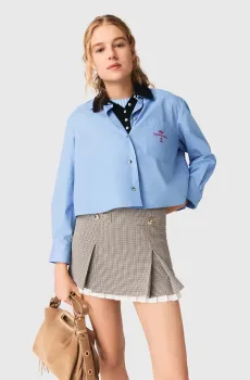 Женская серая юбка с узором Серый 34 MAJE MFPJU01577_Brown checks
