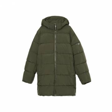 Cropp - Стьобане пальто з капюшоном - оливковий Cropp - Стьобане пальто з капюшоном - оливковий