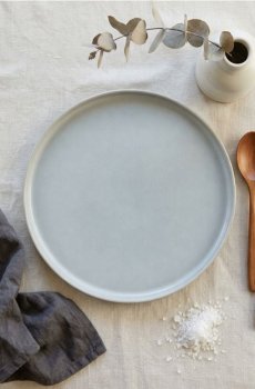 Плоска однотонна керамічна тарілка - сірий