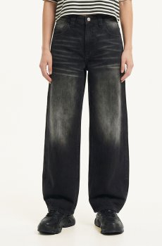 Cropp - Вільні джинси з ефектом виварювання PETITE - чорний