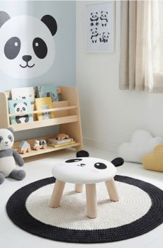 Табурет із мотивом панди - чорний