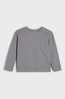 Футболка з фактурного трикотажу з довгим рукавом - темно-сірий