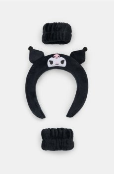Косметична пов’язка на голову та манжети на зап’ястя Kuromi - чорний