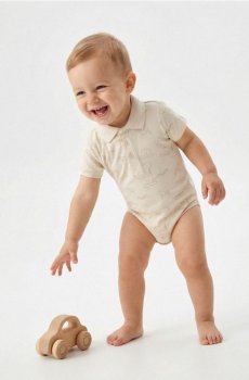 Бавовняне боді з візерунком - нюдовий