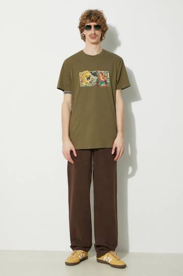 Хлопковая футболка Maharishi Tiger Vs. Samurai T-Shirt мужская цвет зелёный с принтом 1079.OLIVE Хлопковая футболка Maharishi Tiger Vs. Samurai T-Shirt мужская цвет зелёный с принтом 1079.OLIVE