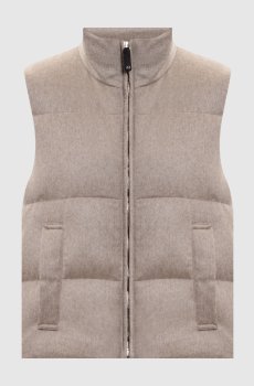 Бежевый пуховый жилет CAMOROSO из кашемира