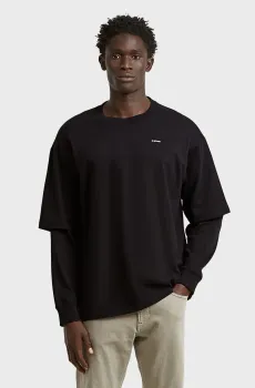 Мужской черный лонгслив Double Черный XXL G-Star RAW D28600,E385