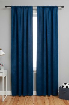 Велюрова штора з тисненим футбольним візерунком - темно-синій