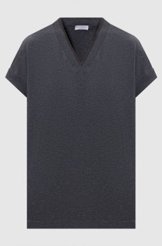 Серая меланжевая футболка с цепочкой мониль