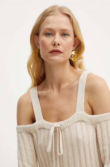 Платье с примесью шерсти Twinset цвет бежевый maxi облегающее 242TP3430 Платье с примесью шерсти Twinset цвет бежевый maxi облегающее 242TP3430