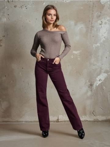 Джинси wide leg - коричневий