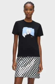 Женская черная футболка portrait regular Черный L Karl Lagerfeld B3W17069