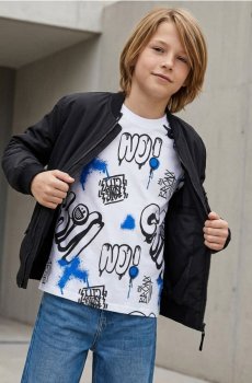 Бавовняна oversize футболка з принтом - білий