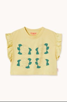 Детская хлопковая футболка Tinycottons YELLOW FLOWERS GRAPHIC CROP TEE