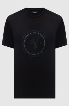 Черная футболка с вышивкой эмблемы