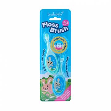 Набор детских зубных щеток Brush-Baby FlossBrush с рождения до 3 лет, (голубая, 1 шт + мятная, 1 шт)