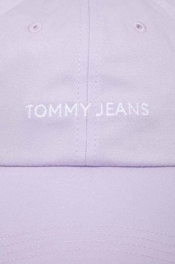Хлопковая кепка Tommy Jeans цвет бежевый однотонная Хлопковая кепка Tommy Jeans цвет бежевый однотонная