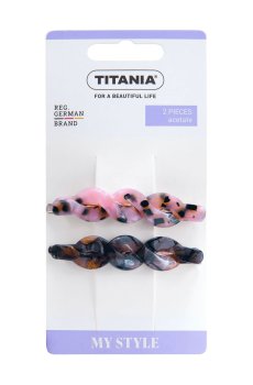 Заколка для волос Titania розово-коричневая и черно-коричневая, 7 см, 2 шт (8263)