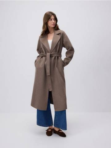 Reserved - Класичне пальто з тканини з додаванням вовни handmade - кавовий - VZ743-84X Reserved - Класичне пальто з тканини з додаванням вовни handmade - кавовий - VZ743-84X