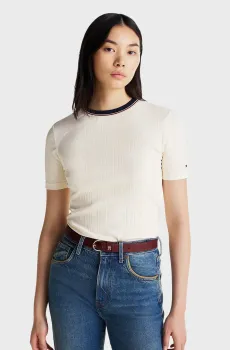 Женский белый топ RWB SLIM TEE SS C-NK Белый L Tommy Hilfiger WW0WW43917