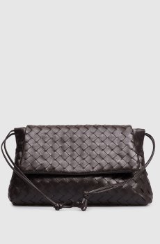 Коричневая кожаная сумка Intrecciato Giorno