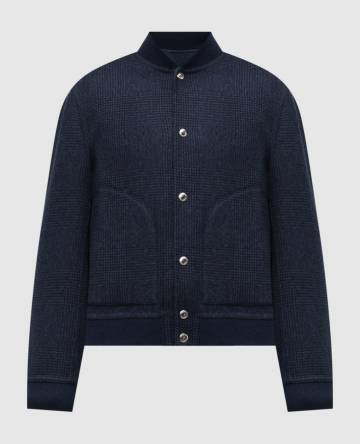 Синий двусторонний бомбер из кашемира
